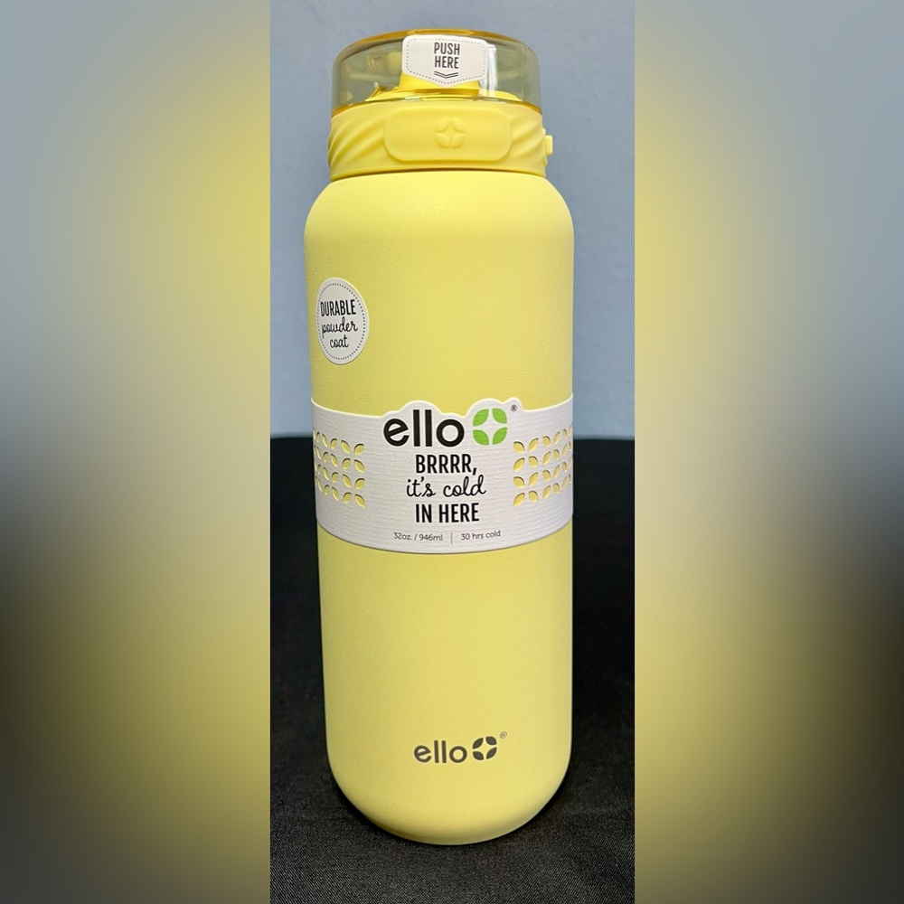 Ello 32 Fl Oz Yellow Insulated Water Bottle with Straw